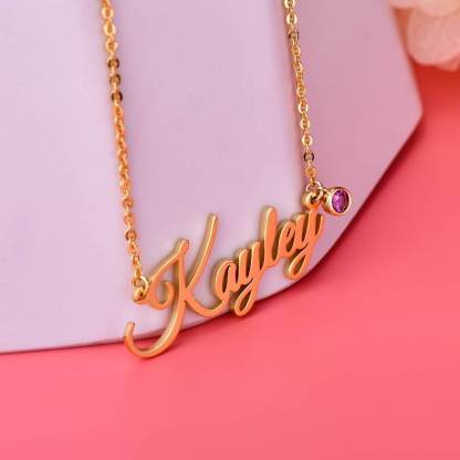 Gold Plated Personalized Custom Name Necklace with Birthstone Mother Gift-silviax
