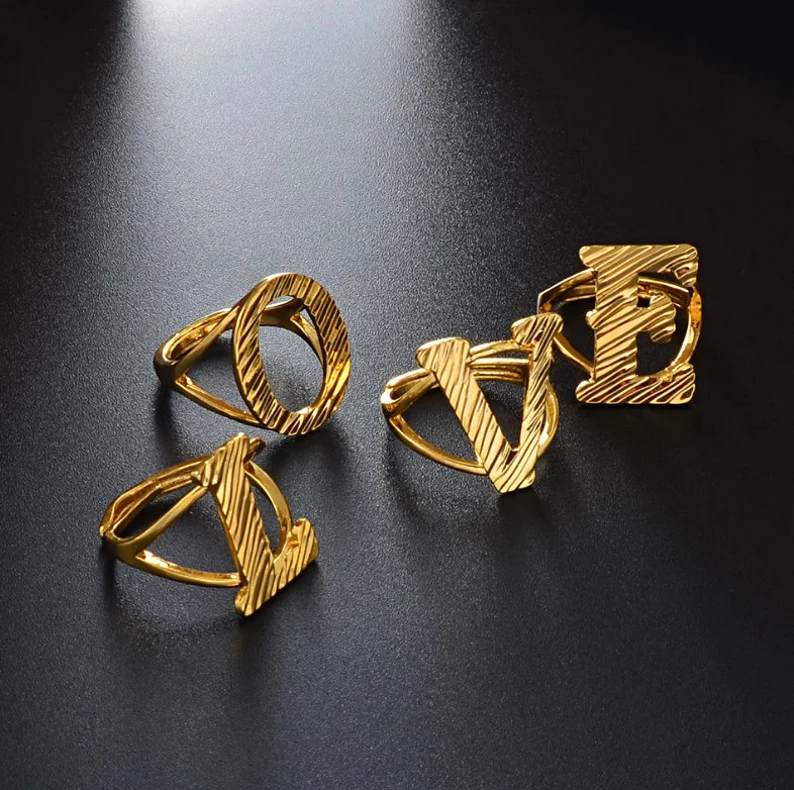 Gold Plated Personalized Custom Zirconia A-Z Initial Ring Women Men Gifts-silviax
