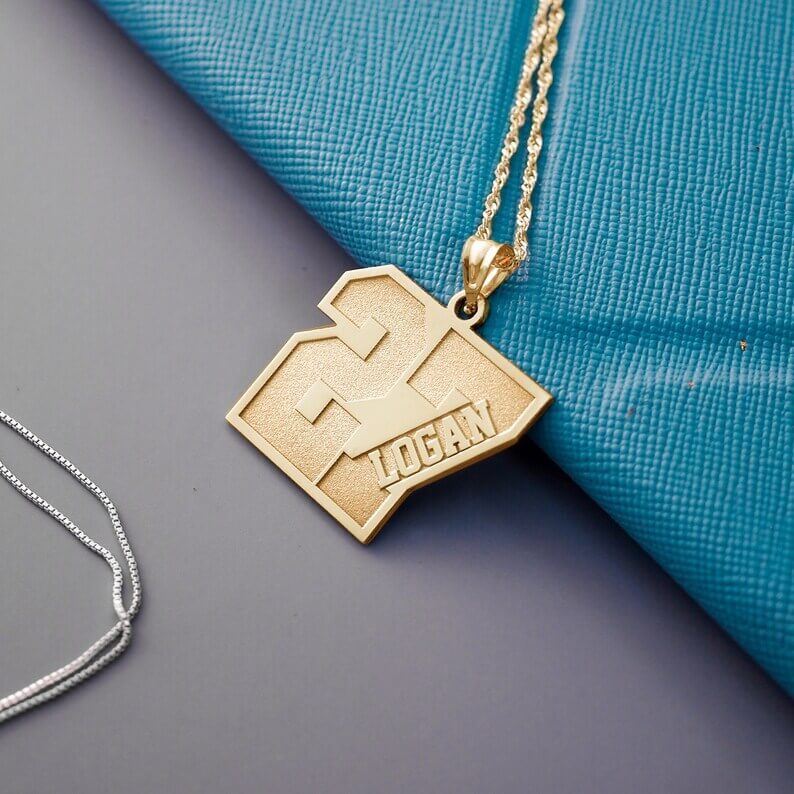Number Pendant with Name Personalized Custom Gold Plated Number Necklace-silviax