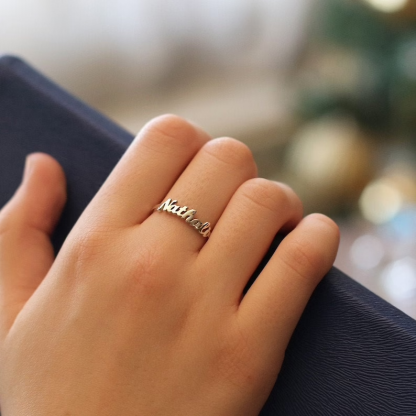 Woman Gift Minimalist Custom Personalized Gold Plated Name Ring-silviax