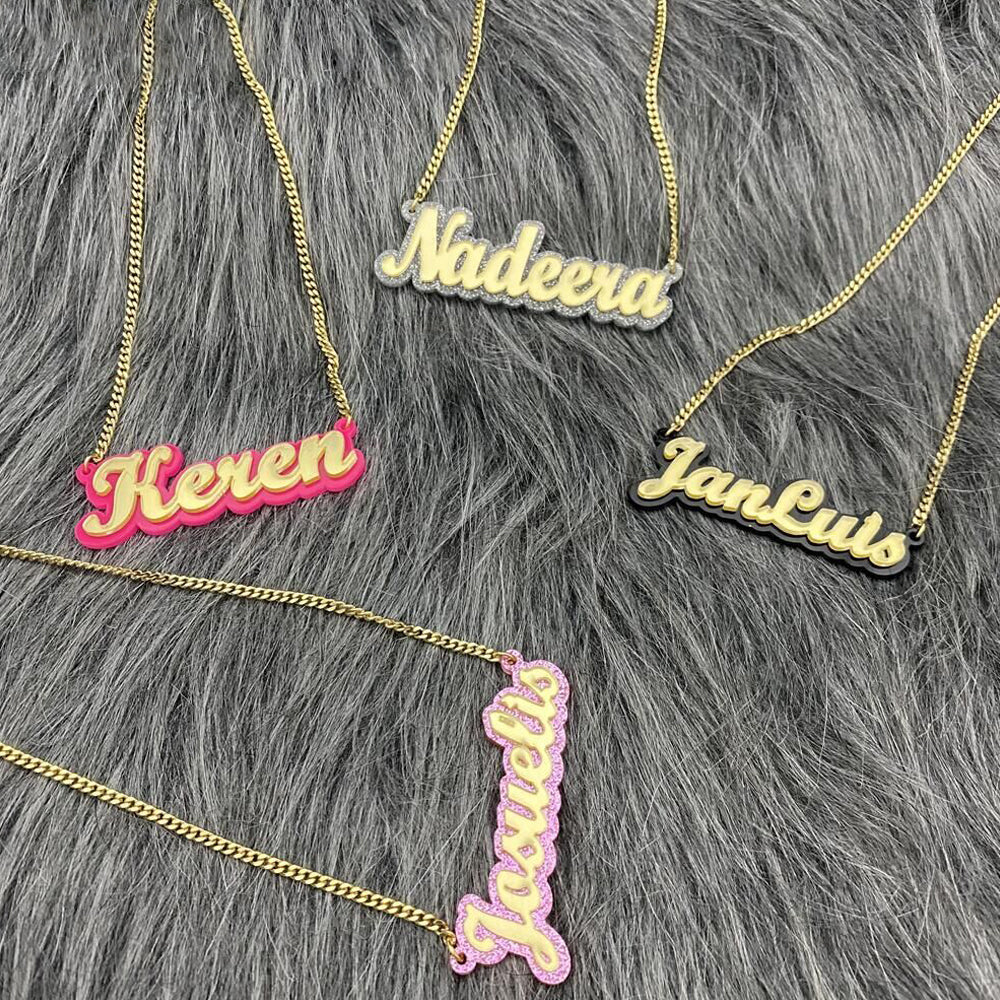 Colorful Acrylic Nameplate Pendant Personalized Custom Name Necklace-silviax