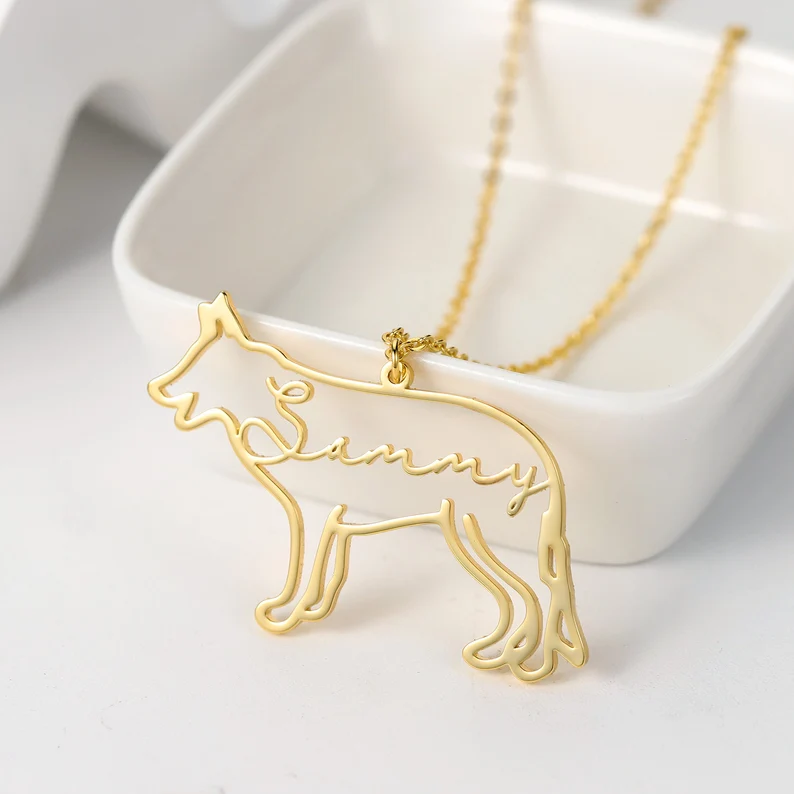 Personalized Custom Animal Pet Memorial Dog Pendant Gold Plated Name Necklace-silviax