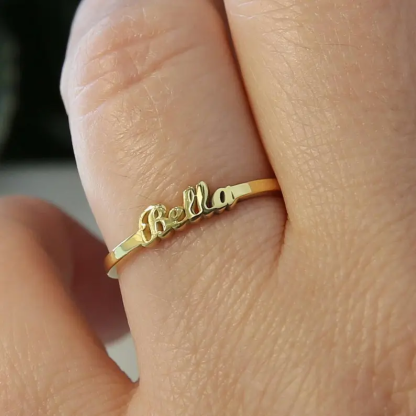 Woman Gift Minimalist Custom Personalized Gold Plated Name Ring-silviax