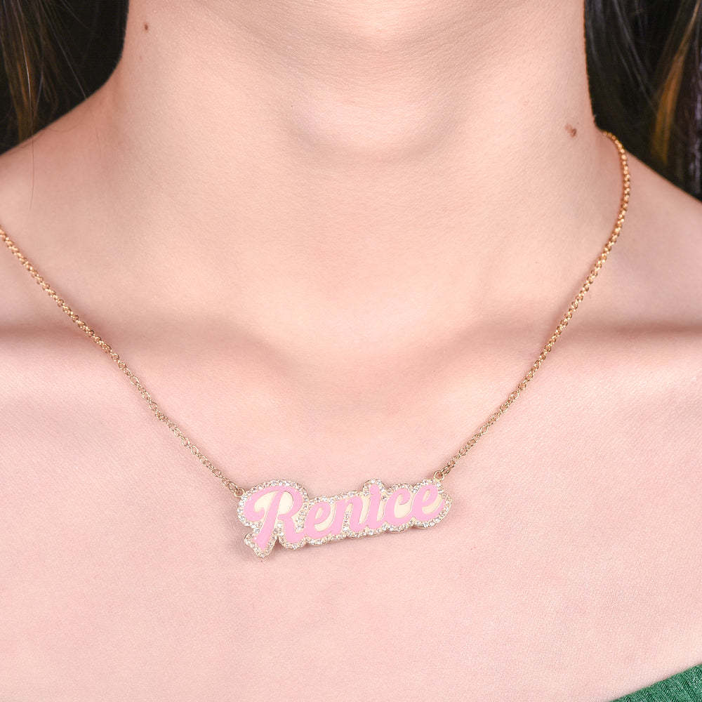 Red Enamel Pendant Personalized Custom Gold Plated Name Necklace-silviax