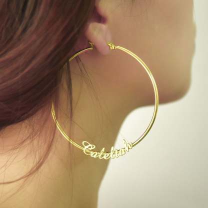 60mm Customized Hoop Gold Plated  Name Earring-silviax