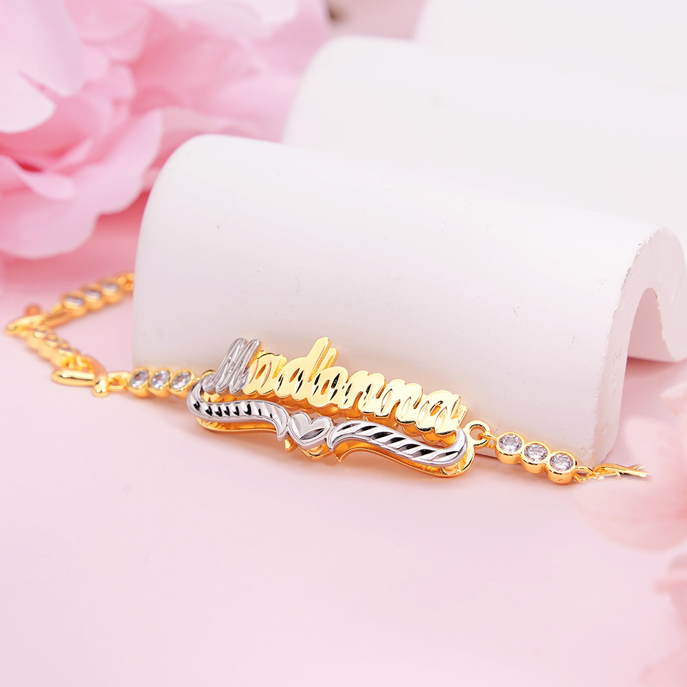 XOXO Chain Two Tone Personalized Custom Name Bracelet-silviax