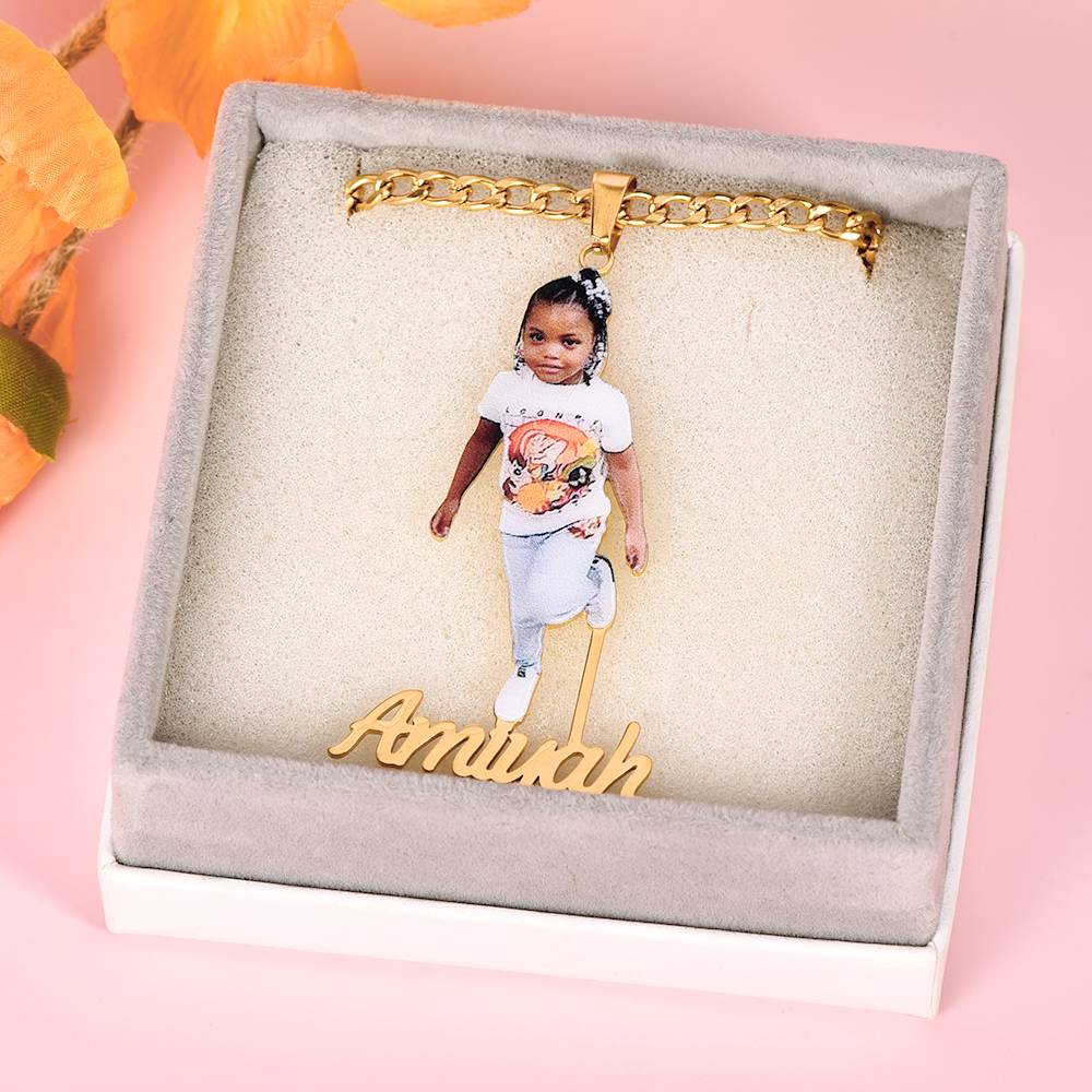 Photo Nameplate Pendant Personalized Custom Name Necklace-silviax