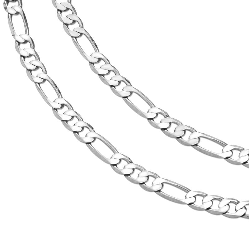 3mm/5mm Figaro Chain White Gold Plated Necklace-silviax