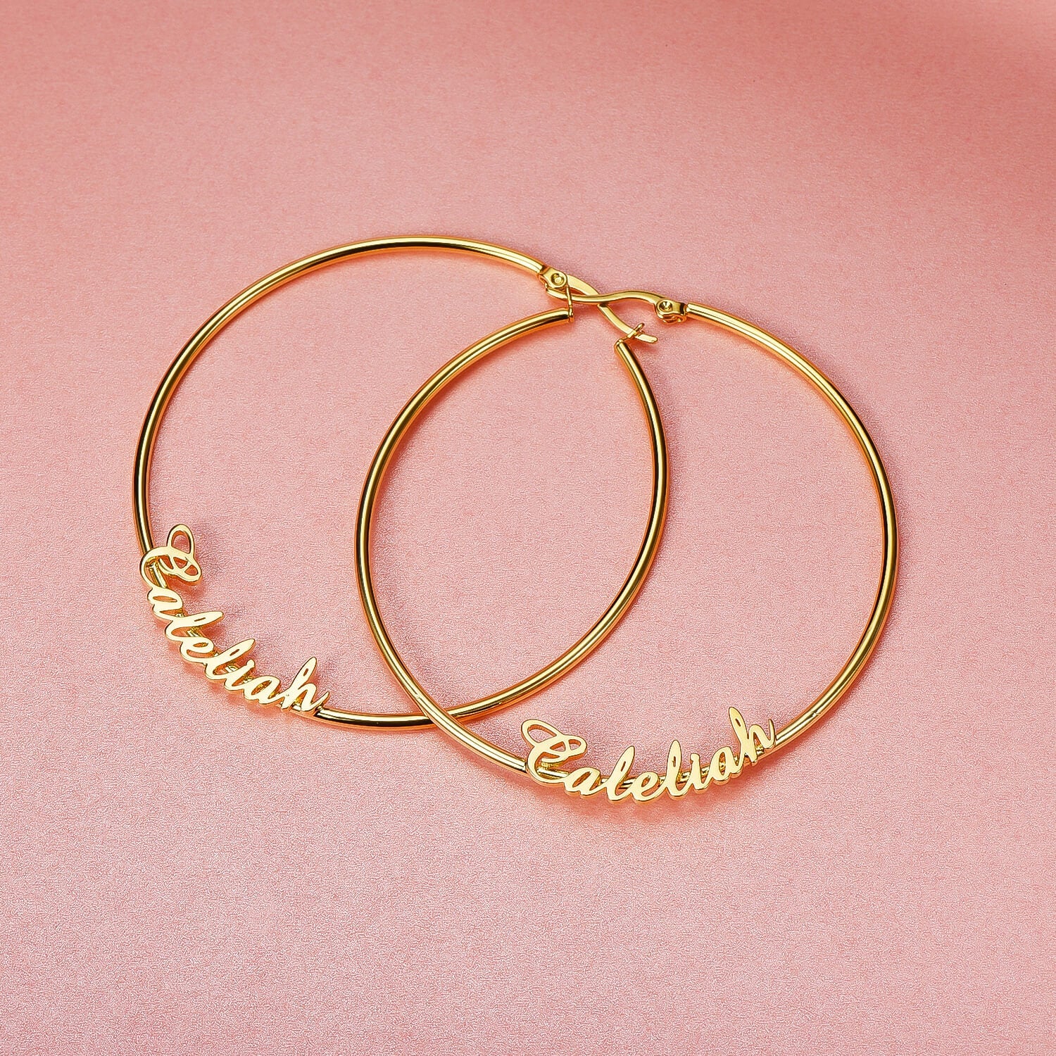 60mm Customized Hoop Gold Plated  Name Earring-silviax