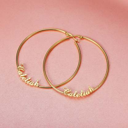 60mm Customized Hoop Gold Plated  Name Earring-silviax