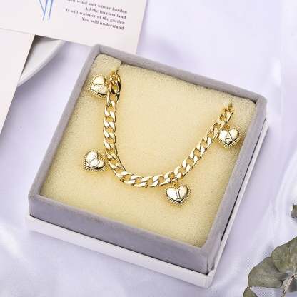 Engraved Capital Letter Heart Pendant With Cuban Chain Personalized Custom Gold Plated Name Necklace-silviax