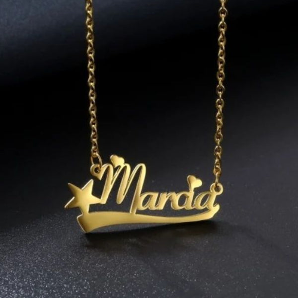 Personalized Gold Plated Name Necklace with Star-silviax