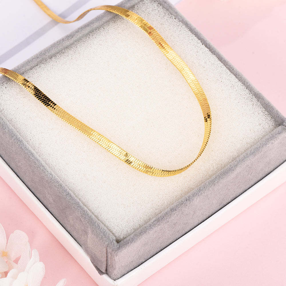 4mm Flat Snake Chain Gold Plated Necklace-silviax