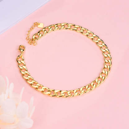 6mm Cuban Link Chain Gold Plated Bracelet Hiphop Style Chain-silviax