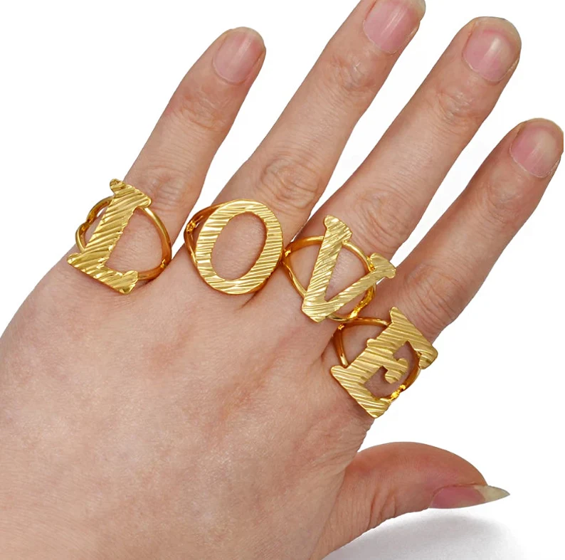 Gold Plated Personalized Custom Zirconia A-Z Initial Ring Women Men Gifts-silviax