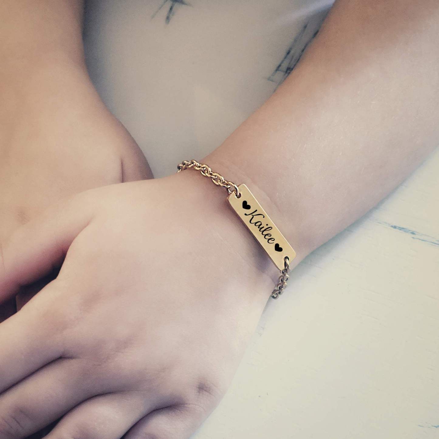 Gold Plated Personalized Engraved Name Bar Bracelet-silviax