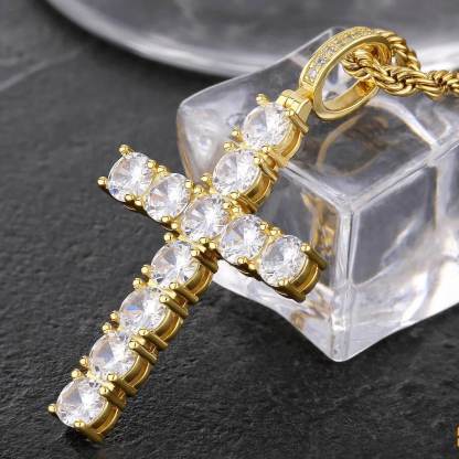 Cross Pendant Necklace and Double Plate Two Tone with Heart Personalized Custom Name Necklace Set-silviax
