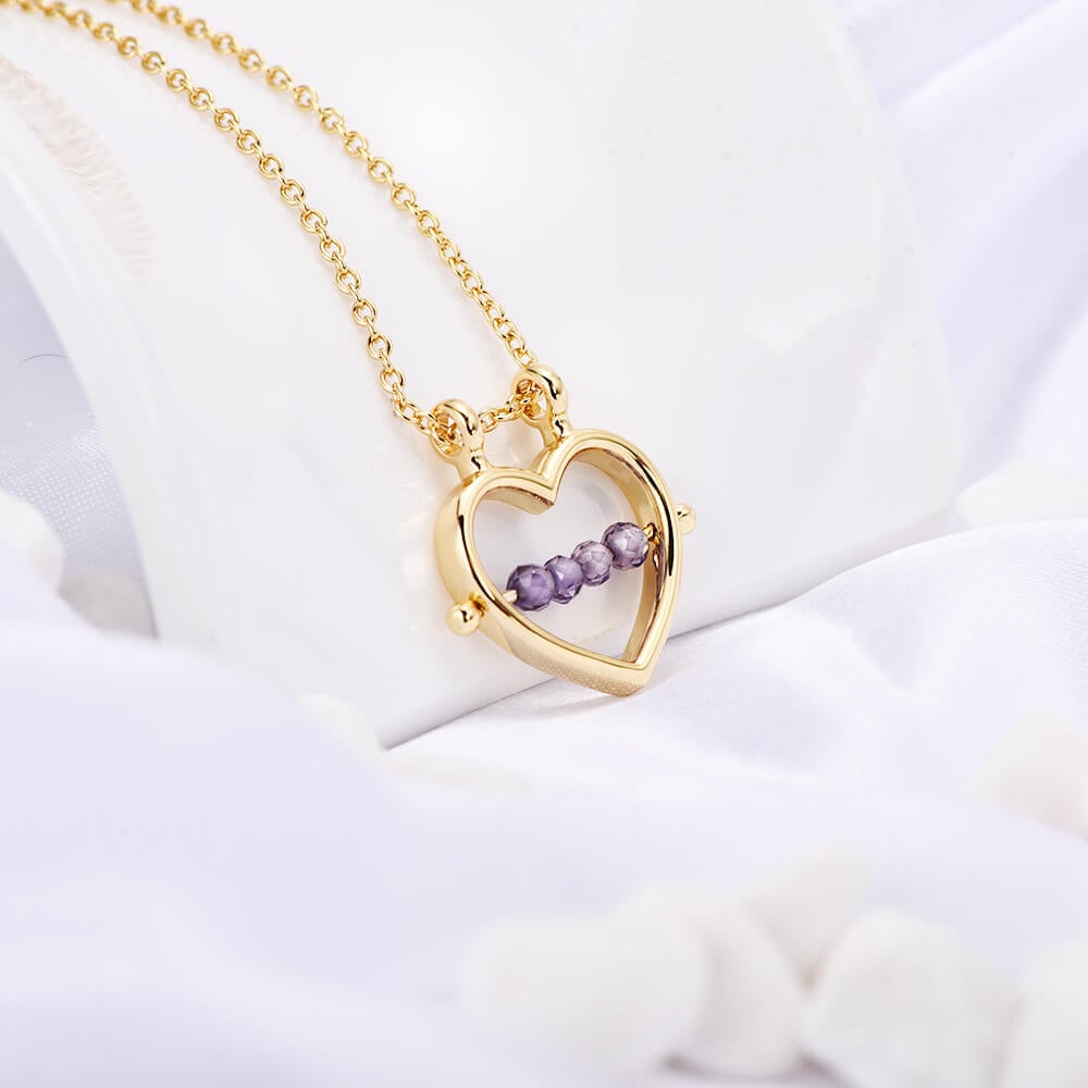 Heart Pendant With Birthstone Personalized Custom Necklace-silviax