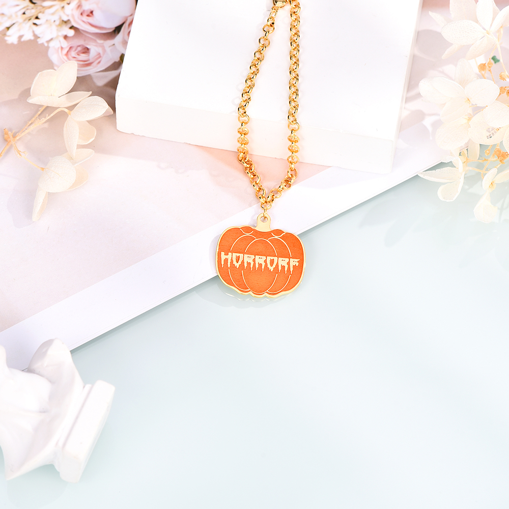 Halloween Pumpkin Pendant Personalized Custom Gold Plated Name Bracelet -silviax