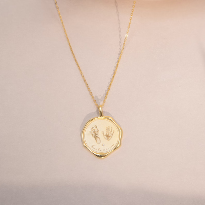 Customized Baby Palm Print and Footprint Name Necklace with Birthstone-silviax