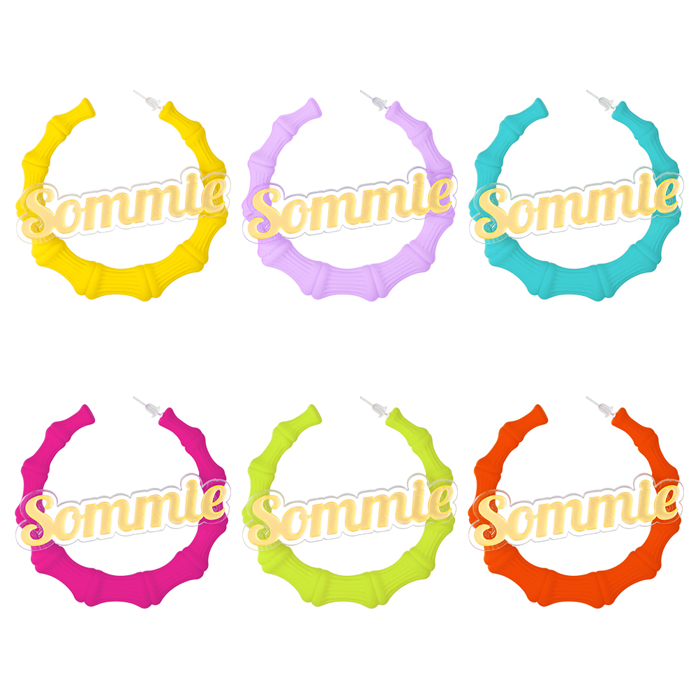 60mm Bamboo Earrings Personalized Custom Acrylic Macron Gorgeous Name Earrings -silviax
