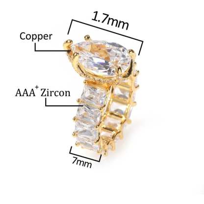 White Drop Zircon Ring Square Single Row Zircon Gold Plated Ring-silviax