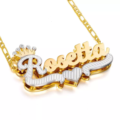 Personalized Jewelry Set Smile Maitreya Buddha Pendant and Crown Heart Name Necklace-silviax