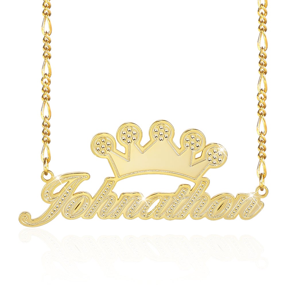 Gold Plated Personalized Crown Name Necklace-silviax
