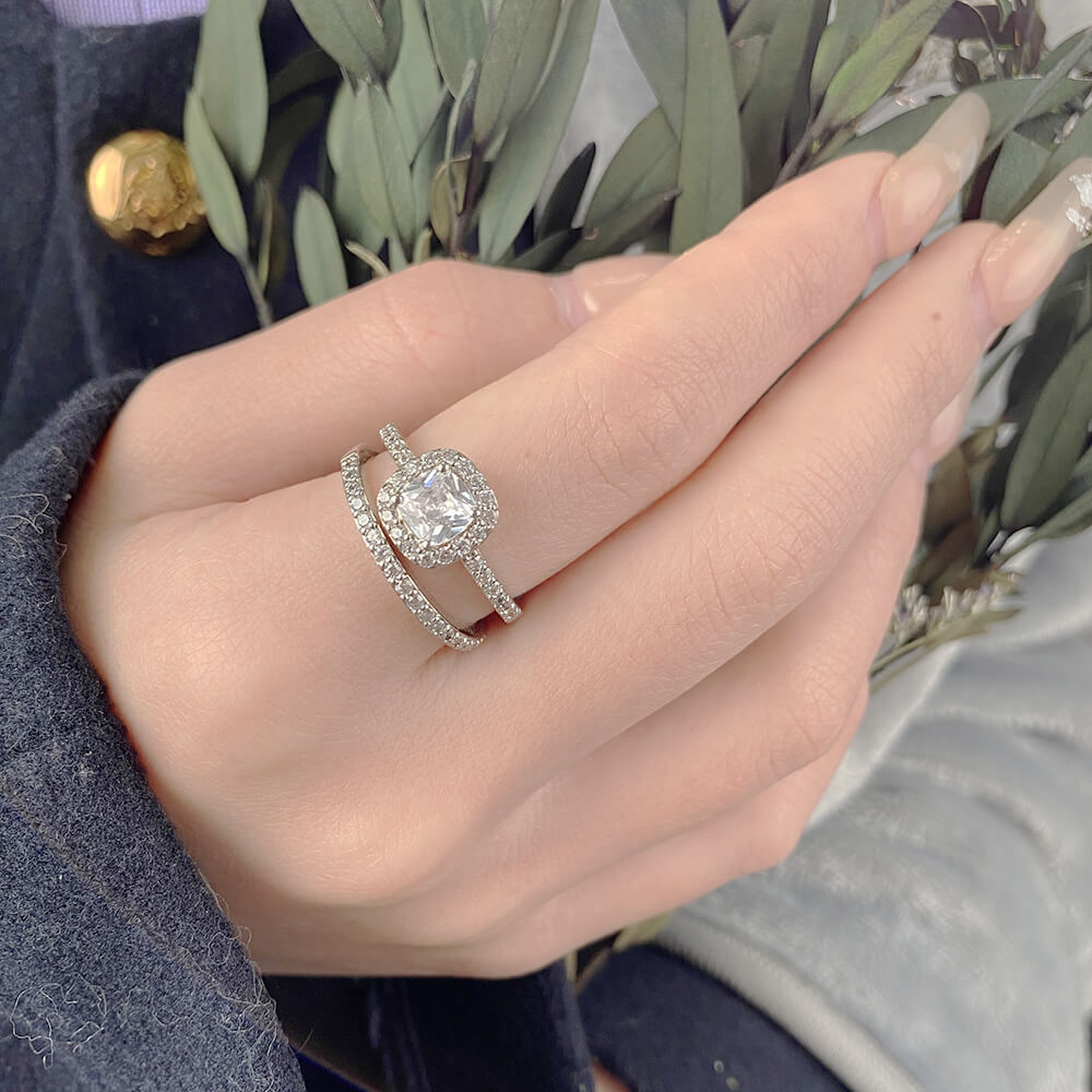 Sterling Silver Ring Set With Cubic Zirconia Personalized Custom Engraved Ring-silviax