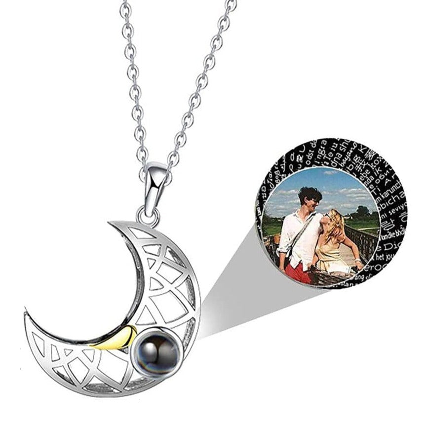 Sun And Moon Pendant Color Photo Projection Couple Necklaces Personalized Custom Photo Necklaces-silviax