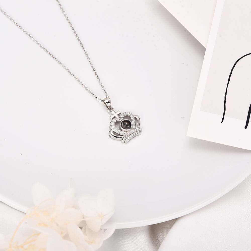 Crown Pendant Personalized Color Photo Projection Necklace-silviax
