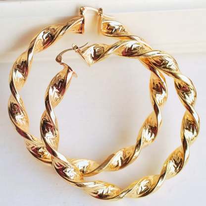 Twisted 30mm/60mm/80mm Gold Plated Hoop Earrings-silviax