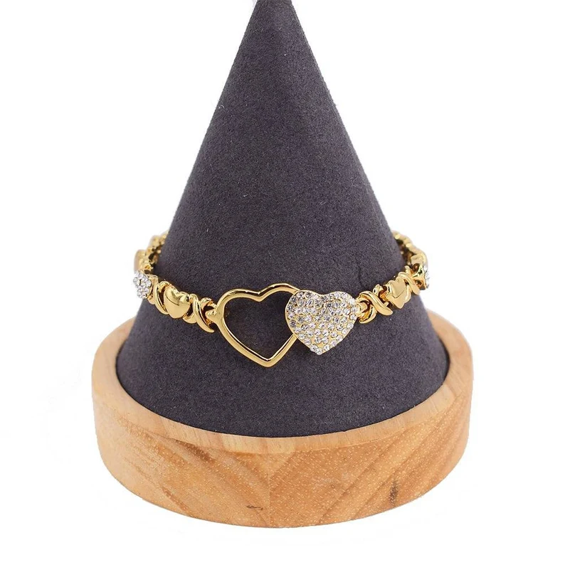 Hug & Kisses Personalized Custom Gold Plated XOXO Chain Heart Layered Bracelet-silviax