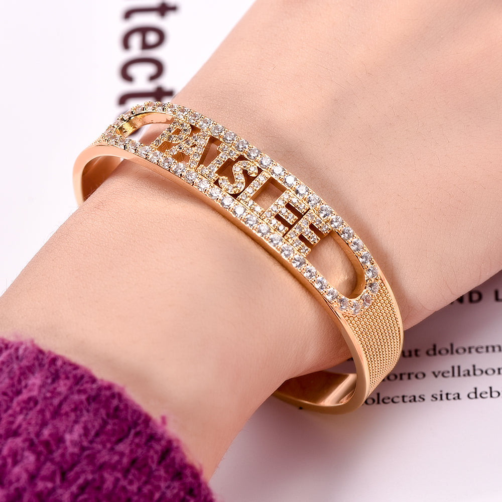Personalized Name Bracelet Gold Plated With Zircon-silviax