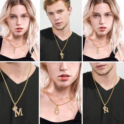 Gold Plated Inlay Crystal Crown Letter Initial Necklace-silviax