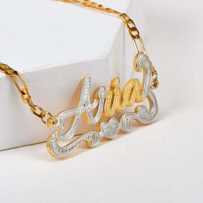 Heart Two Tone Gold Plated Personalized Custom Name Anklet-silviax