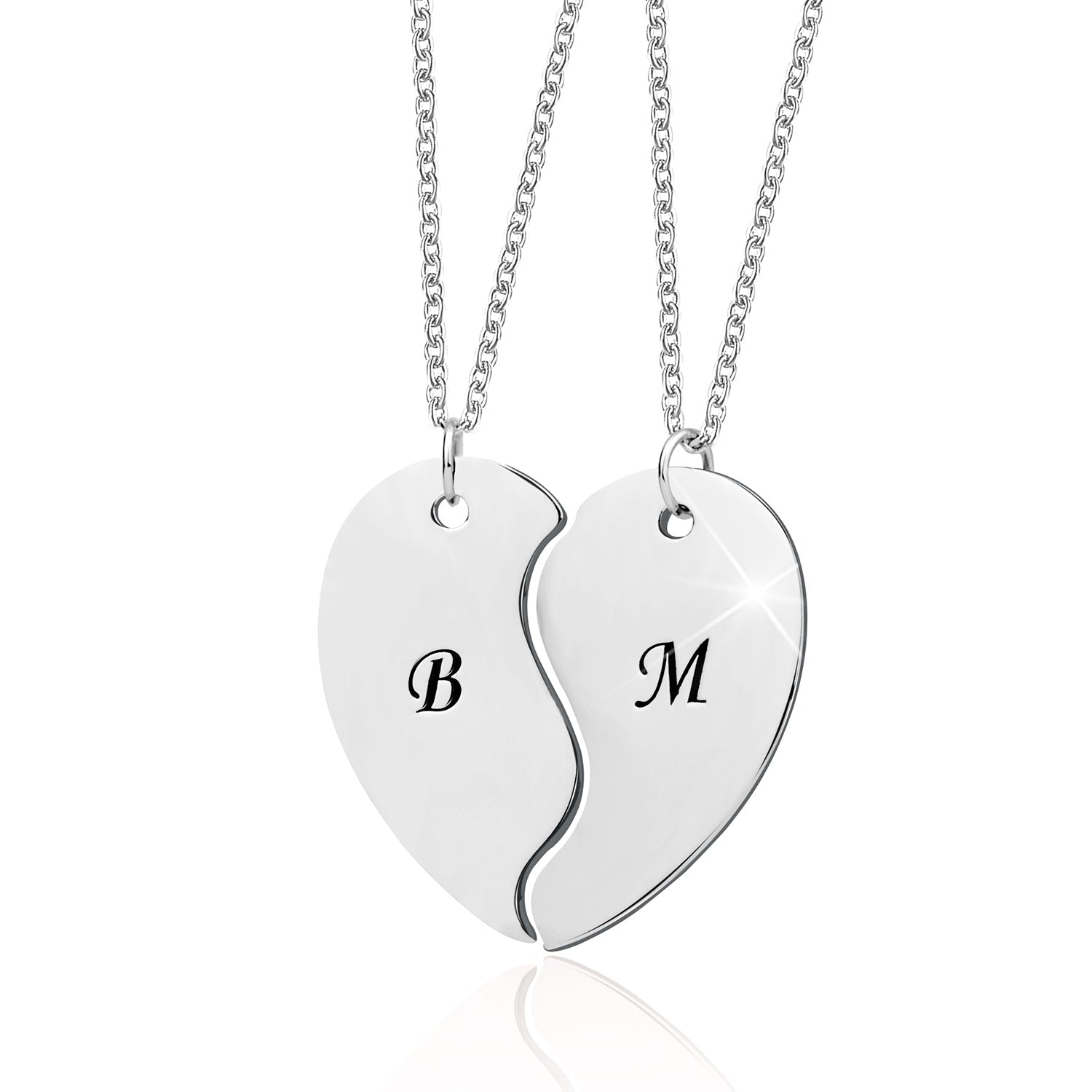 Breakable Two Heart Couple Initial Necklaces With Two Letter-silviax