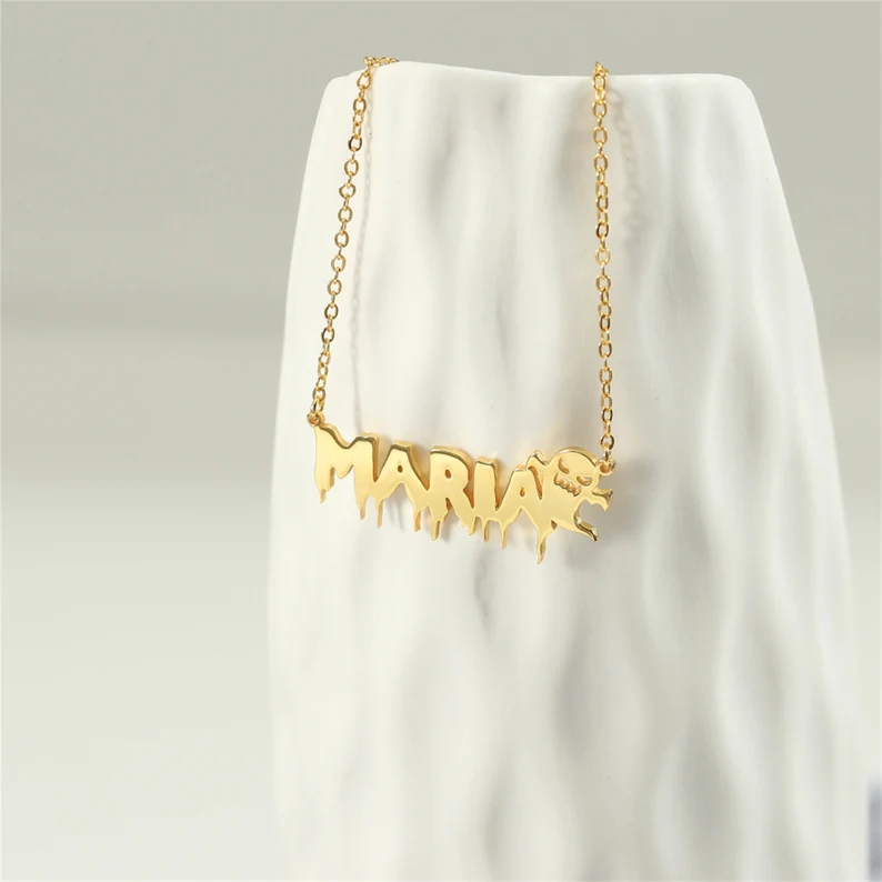 Halloween Scary Ghost Personalized Custom Gold Plated Name Necklace-silviax