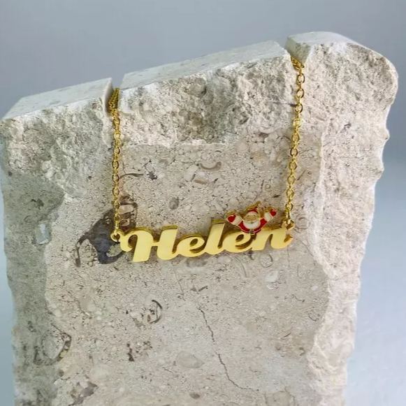 Christmas Father Gold Plated Personalized Custom Santa Nameplate Pendant Name Necklace Chirstmas Gift