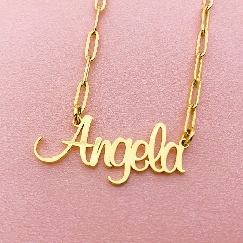 Paper Clip Chain Personalized Custom Gold Plated Name Necklace-silviax