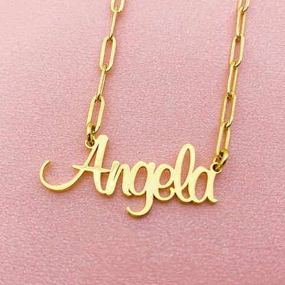 Paper Clip Chain Personalized Custom Gold Plated Name Necklace-silviax