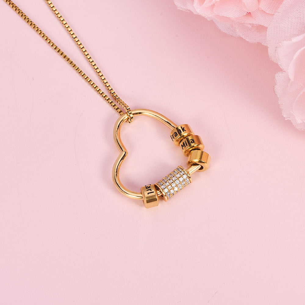 1 To 5 Engraved Heart Pendant Personalized Custom Gold Plated Name Necklace-silviax