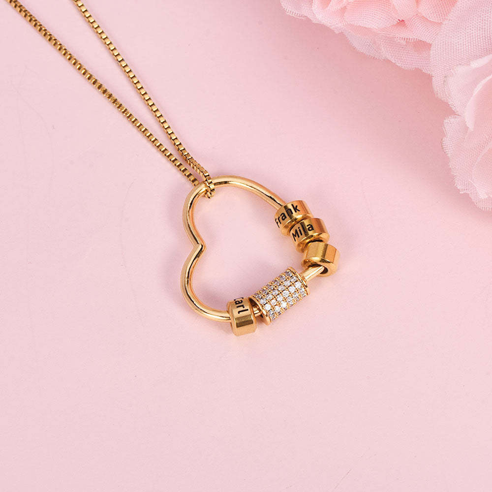 1 To 5 Engraved Heart Pendant Personalized Custom Gold Plated Name Necklace-silviax
