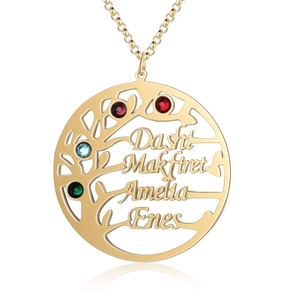 Tree of Life Custom Personalized Mothers Family Necklace