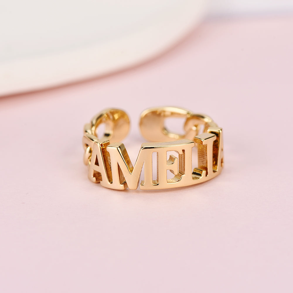 Adjustable Ring Gold Plated Personalized Name Ring-silviax