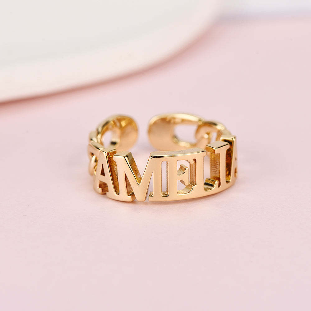 Adjustable Ring Gold Plated Personalized Name Ring-silviax