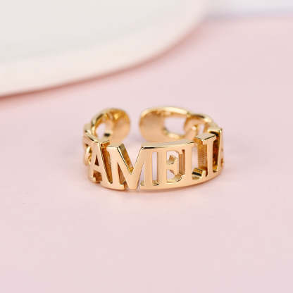 Adjustable Ring Gold Plated Personalized Name Ring-silviax