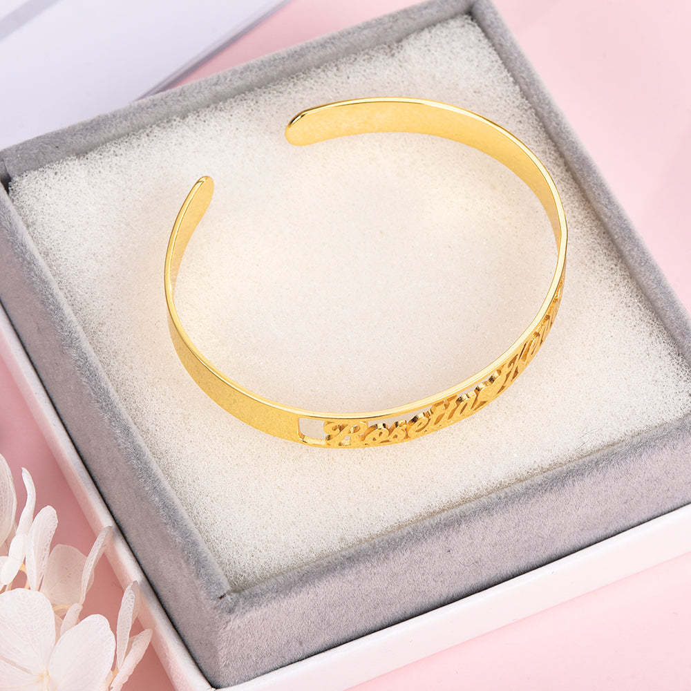 Personalized Double Name Bangle Bracelets For Couple-silviax