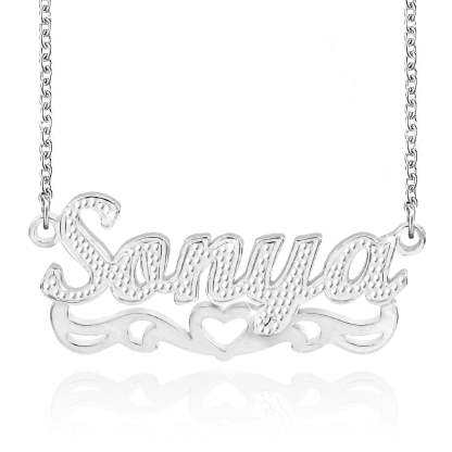 Hollow Heart Two Tone Gold Plated Personalized Custom Name Necklace-silviax