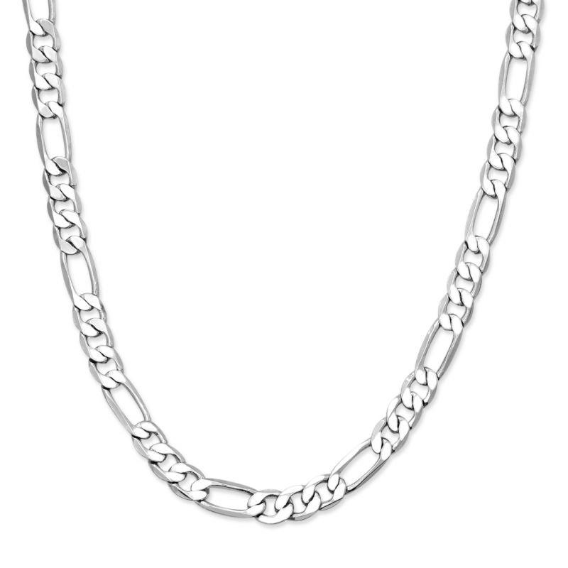 3mm/5mm Figaro Chain White Gold Plated Necklace-silviax